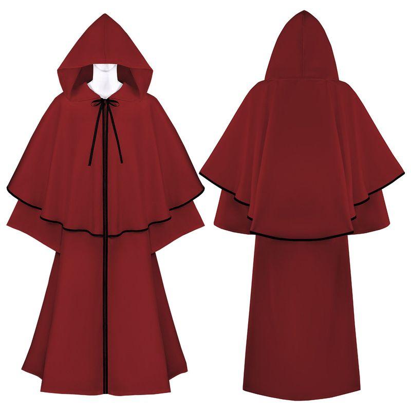 Medieval Hooded Big Cloak Long Sleeves Cloak Halloween Performance Costume Robe Wizard Death Cos Clothing.