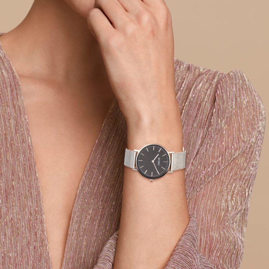 BUREI Women's Analog Quartz Watch, Waterproof, Mesh Band, Simple, Stylish, Popular, Lightweight, Suitable for Women, Students, Casual, Business, Work,