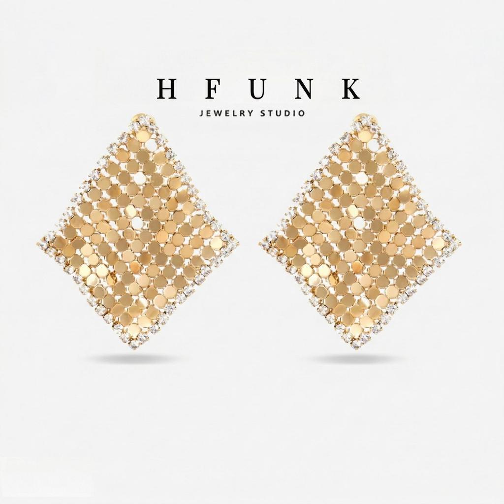2026 New Diamond-Shaped Sequin Zircon Versatile Non-Fading Tassel Earrings Fashionable French Retro Women'S Earrings