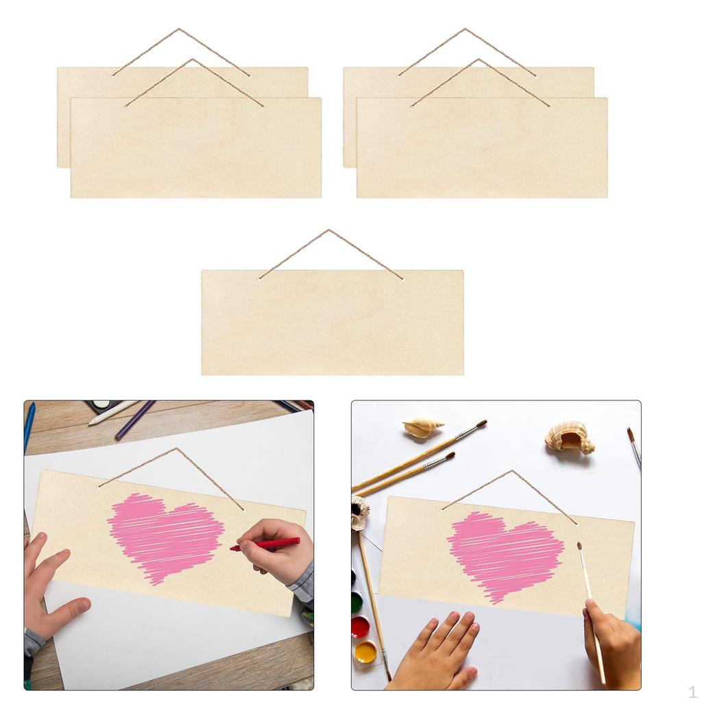 5-Pieces Hanging Wooden Plaques DIY Plain Slices