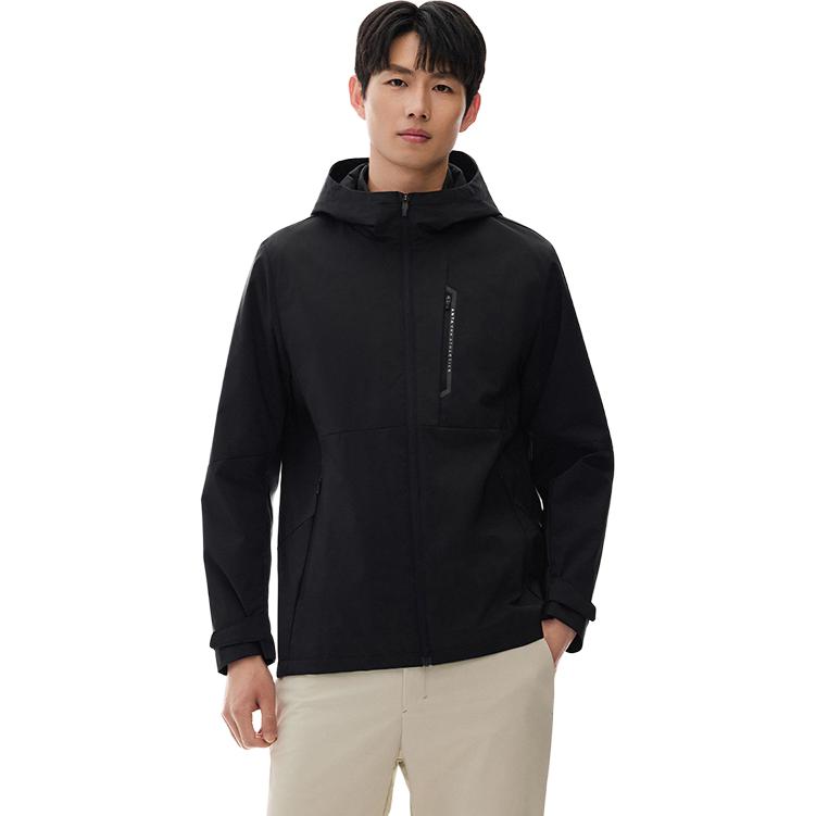 Anta Comfortable Simple Versatile Hooded Sports Zip Jacket Men Jackets Basic-Black 152527624-5