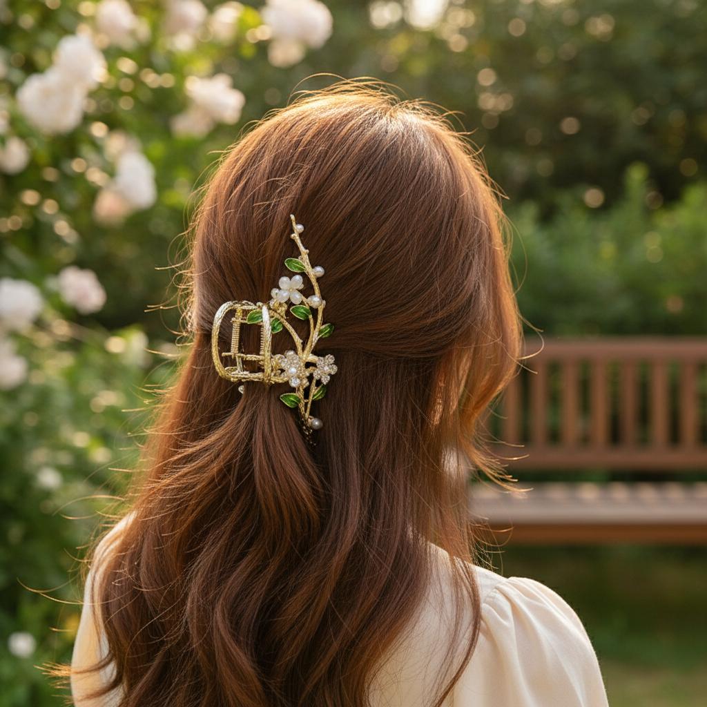 Floral Hair Clips for Women Elegant Flower Design Grip Hair Accessories for Wedding Party Daily Use