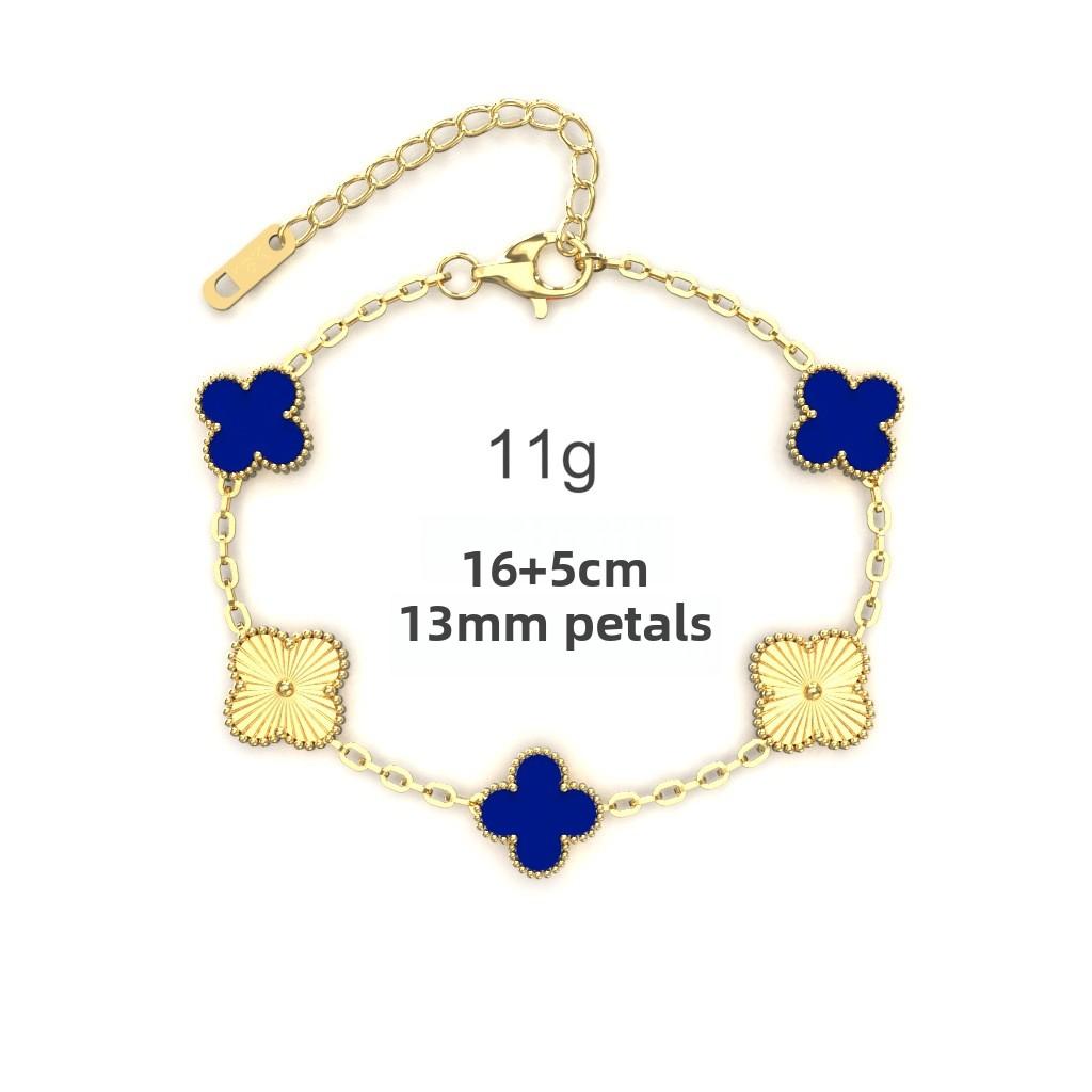 13mm Laser Split Blume Vierblättriges Kleeblatt Titanstahl Doppelseitiges Armband 18K Vakuumbeschichtung Verliert Keine Farbe Damenarmband