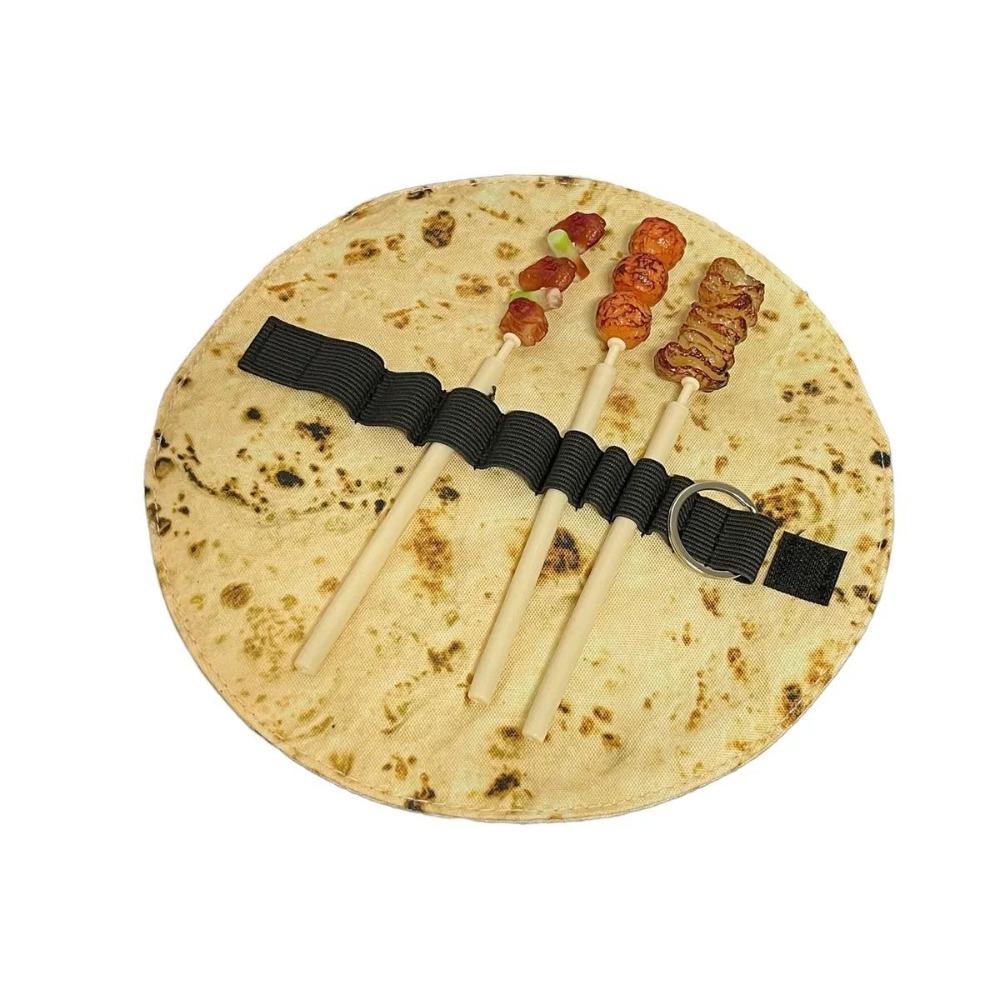 Canvas Material Simulated Pancake Storage Bag Creative Design Pancake Pencil Box  School Use Includes three pens