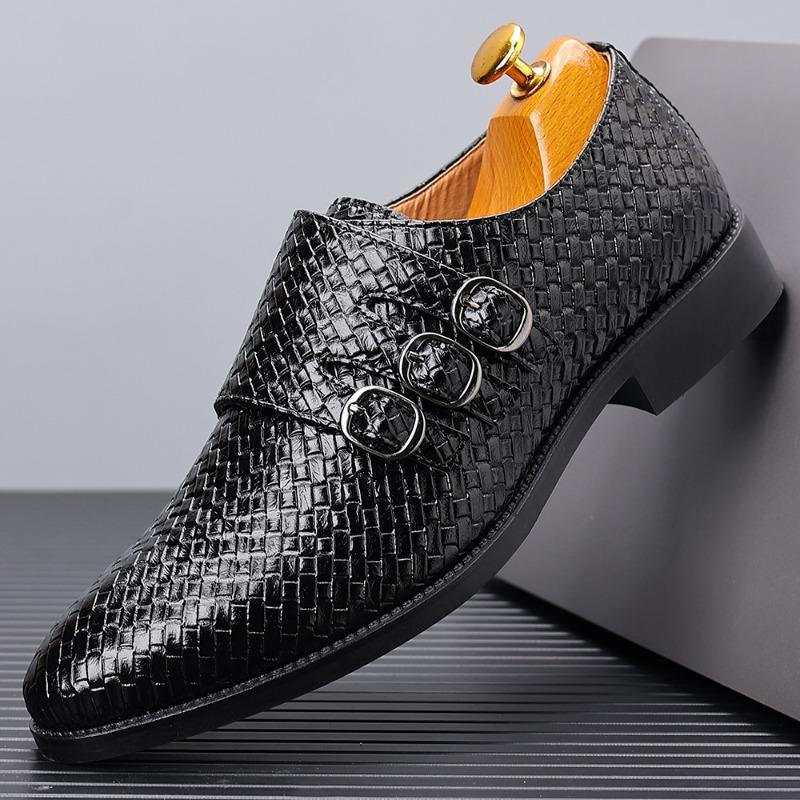 Dzianinowe męskie skórzane buty formalne biznesowe buty wizytowe dla mężczyzn klasyczne codzienne luksusowe formalne buty derby party oksfordy męskie obuwie