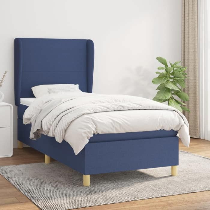 3128339 vidaXL Divan Bed with Mattress Blue 90x200 Cm Fabric