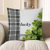 2D Lucky Four-Leaf Clovers Checkered Throw Pillow Pattern Cushion Cover Suitable For Sofa Bedroom Car Pillow Cover