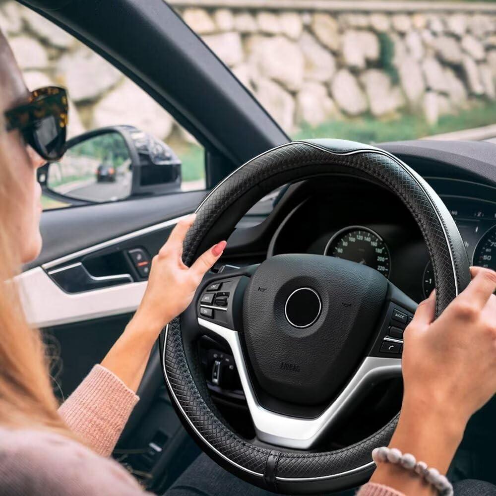 Microfiber Leather Steering Wheel Cover Anti-Slip Matte Finish Auto Car Whe