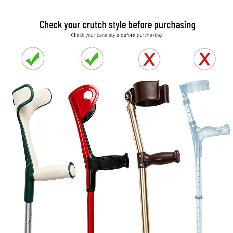 Black Anti-Slip Thickened Underarm Cane Pad with Shock Absorption for Elderly Walking Aid