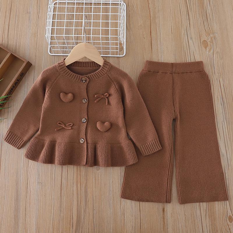 Mädchen Bärenpullover & Hosen Set - Herbst/Winter 2023 Melaard Strick Zweiteiler