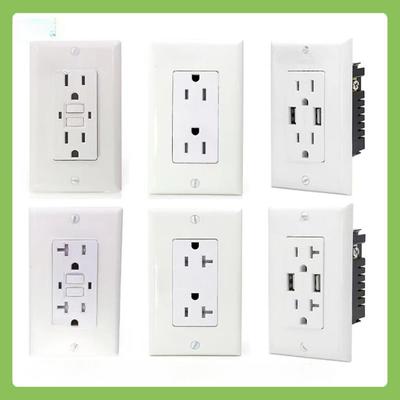 Us Standard 20amp Wall Socket with 4AUSB port,American 15amp Socket with Power Leakage protection,TypeC Smart 4.8A Fast Charging