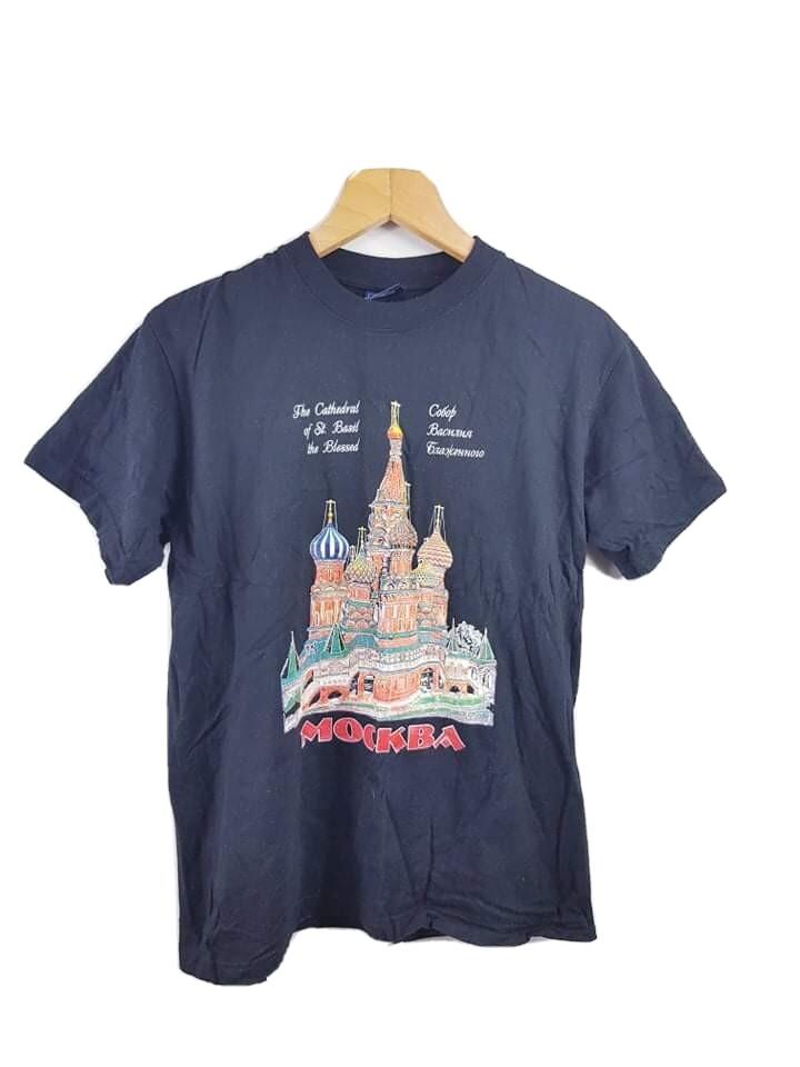 

С.Б.И. ( Принт Москва) Винтажная мужская черная футболка 90-х годов, размер средний M S