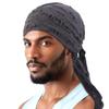Men's Distressed Street Pirate Style Durag Head Wrap,Breathable Casual Streetwear Bandana with Double Long Tail Strap Pirate Hat