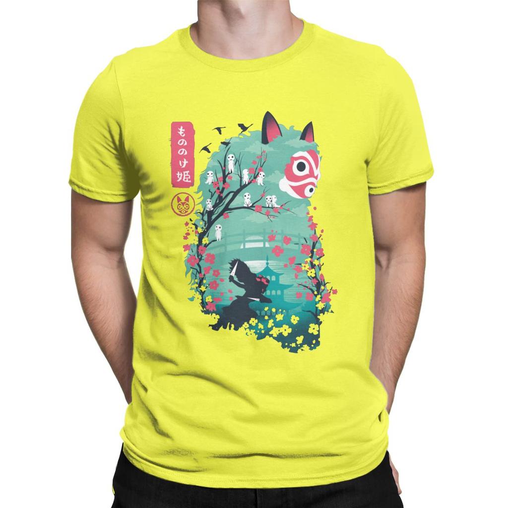 Men S Japanese Ukiyo E Princess Mononoke Classic T Shirt Ghibli Cotton Clothing Novelty Short Sleeve