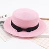 Korean Straw Hat - Retro Bow Flat Top Fedora for Spring & Summer Beach Days