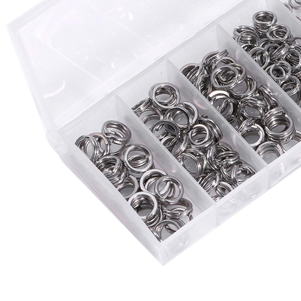 200pcs Hvy Duty Stainless Steel Fishing  Lit  S Bait Connectors 5 Sizes Corrosion Resistant Fast    Back with Plastic Box for Fishing Accessor