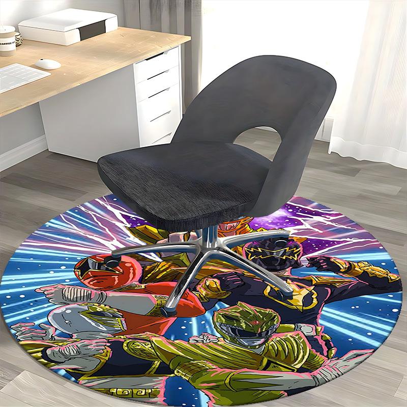 1pc Power Rangers Round Carpet - Anime Design Office Chair Mat, Non-Slip Rug for Home Decor, Living Room, Bedroom, Game Room, Gift Idea.J009