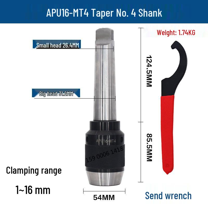 Self-Locking Tapered Tailstock Drill Chuck for CNC Lathe & Milling Machine