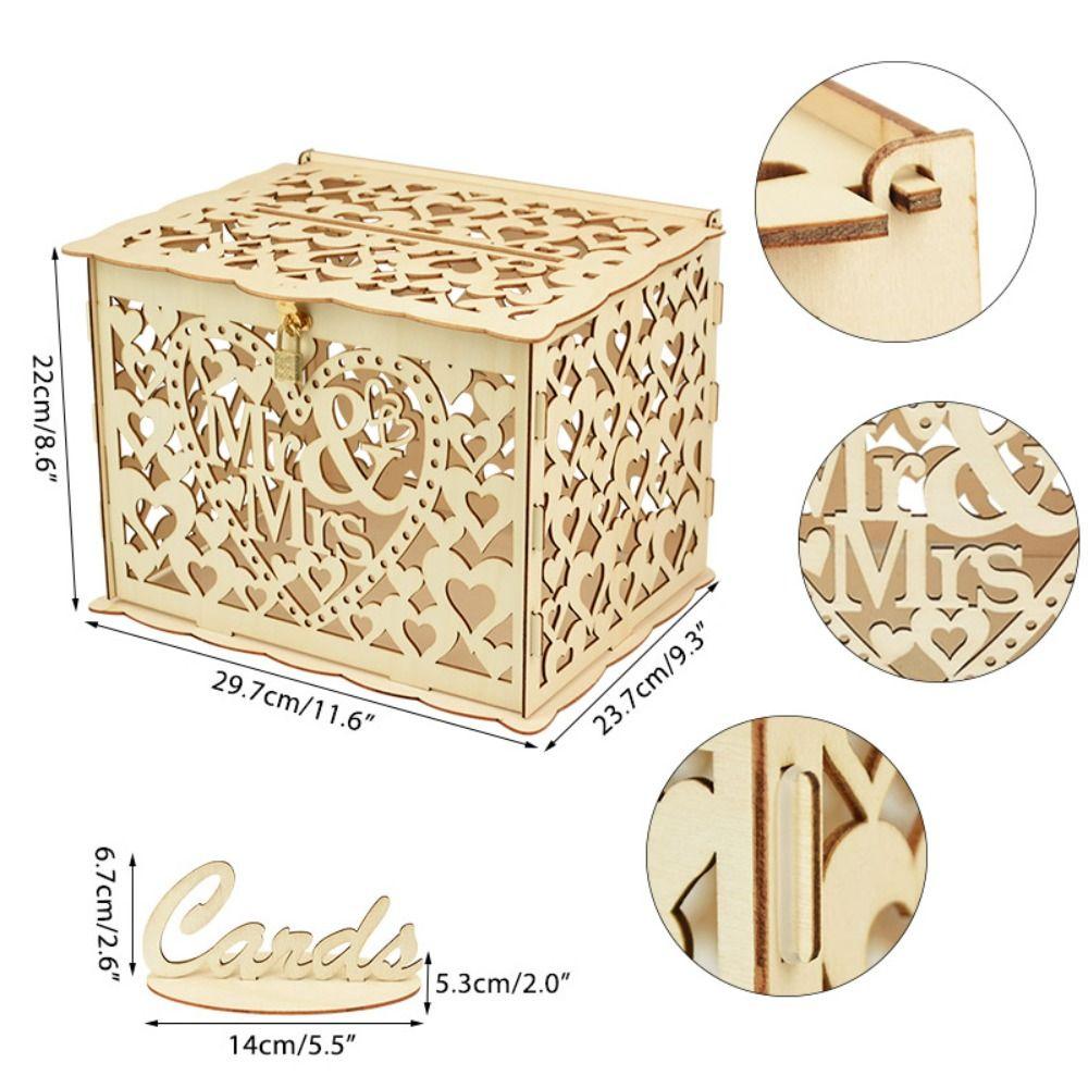 Card Invitation Gift With Pattern Envelope Party Supplies Wedding Decoration Card Box Wooden Box