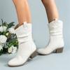 Runder Kopf Bequeme Plüschstiefel Damen Sommer Vielseitig Western Cowboy Stiefel Damen Stiefel
