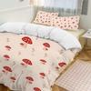 Red Cartoon Mushroom Three-Piece Quilt Cover Digital Printing Bedding Set Bed Cover