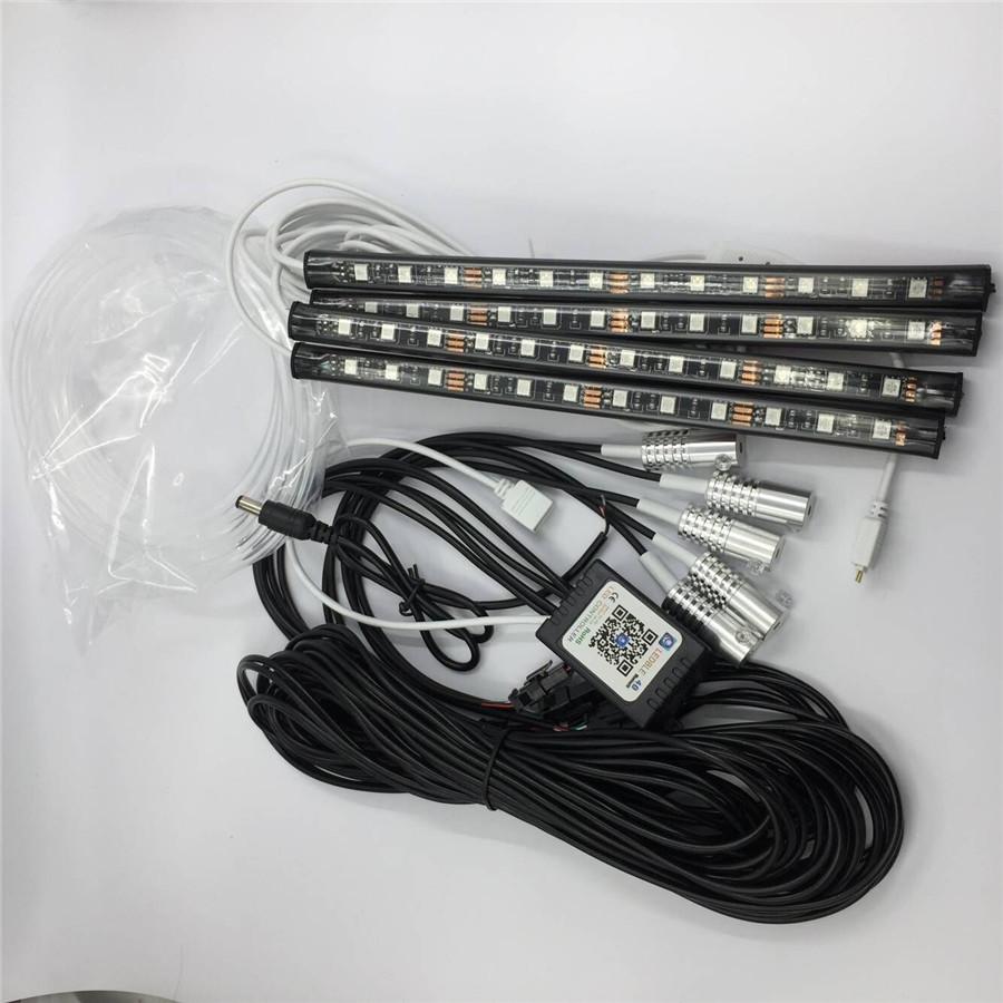 5PCS RGB LED Car Decor Neon With Foot Lamp integration Fiber Optical Strip Light