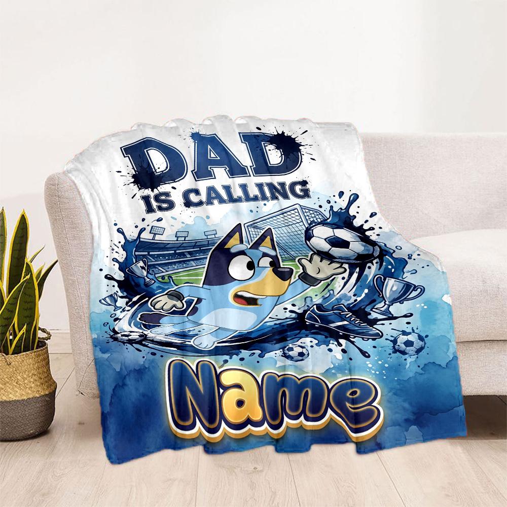 Dad Soccer Fun Customize Text Blanket Gift Personalized Blanket Soft & Cozy Great for Couch Sofa Bedding Living Room All-Season Use