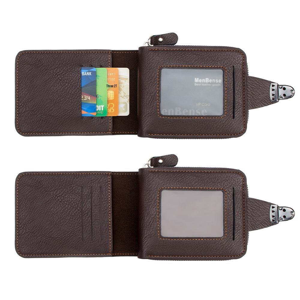 Retro Men's Multifunctional Short Wallet: Business Card Holder & Coin Purse with Zipper