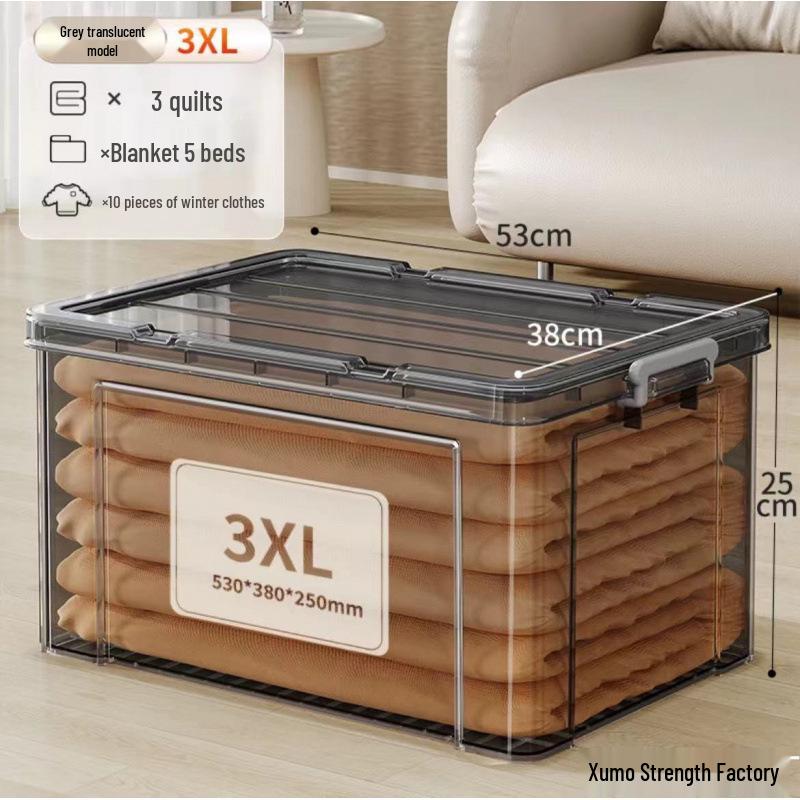 Large Capacity Transparent Plastic Storage Box for Clothes & Snacks - Orange