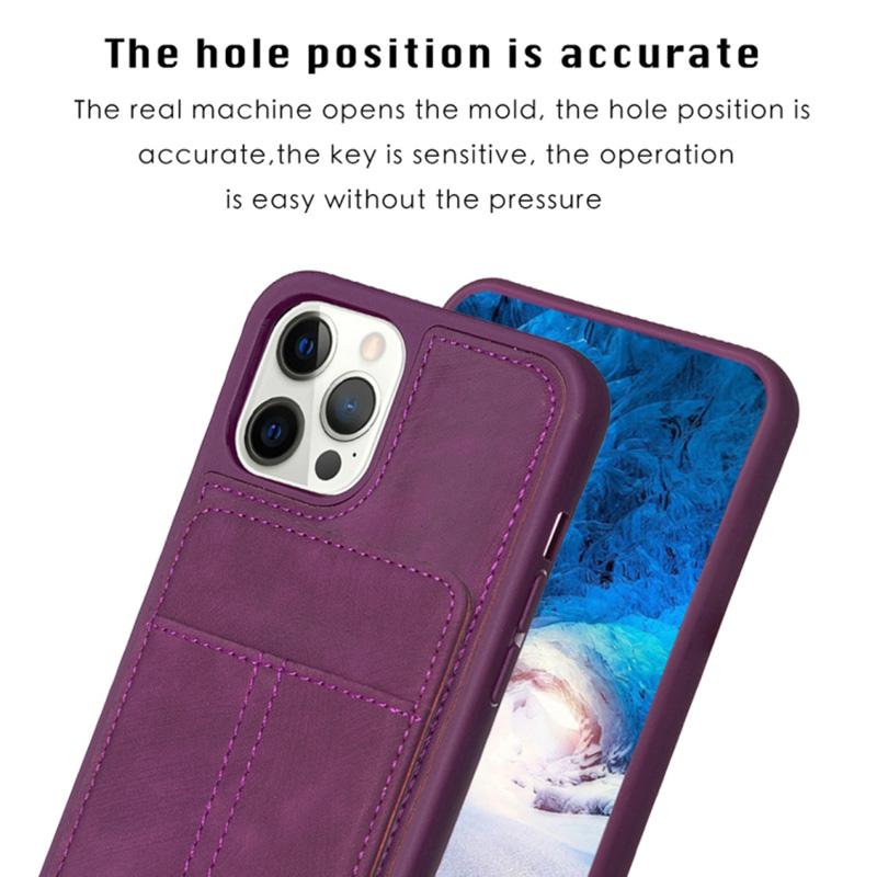 For iPhone 15 PU Leather+TPU Phone Case Matte Shockproof Cell Phone Cover with Card Slot
