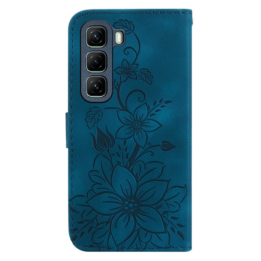 For Infinix Hot 50 5G Case Lily Flower Imprint Leather Phone Cover with Stand