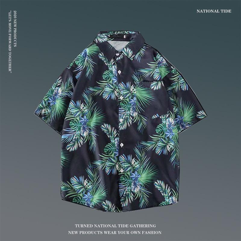Japanese Hong Kong-Style Floral Hawaiian Shirt - Unisex Summer Short-Sleeve Retro Beachwear