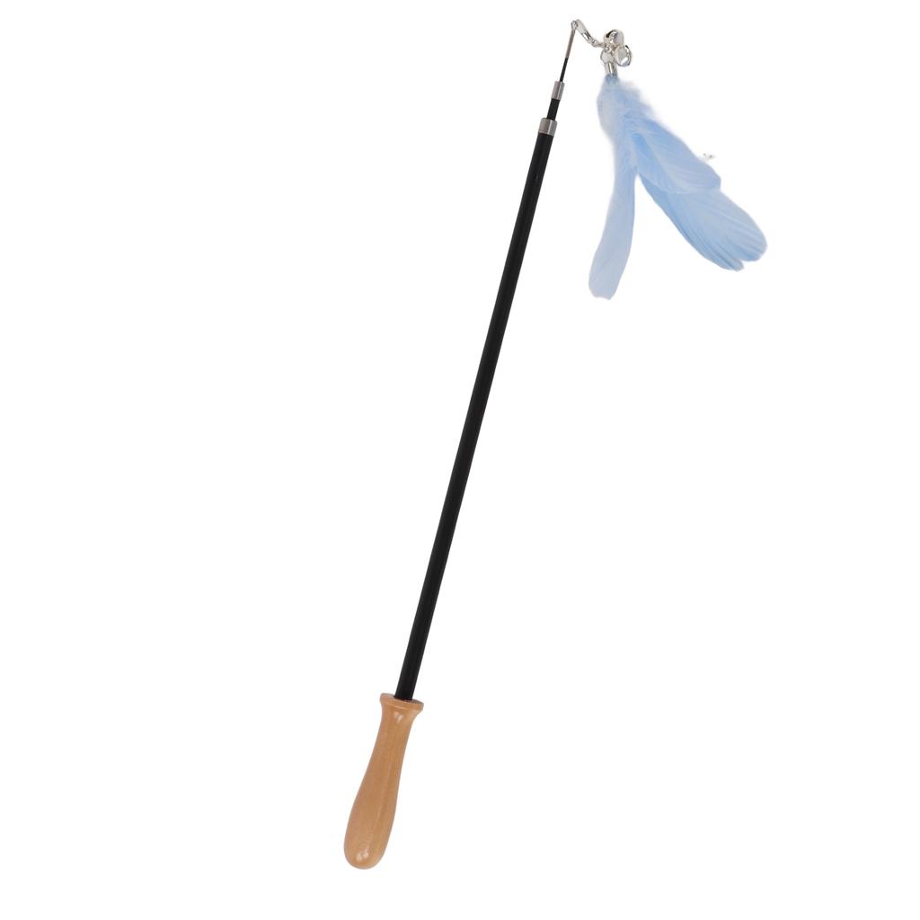 Cat Teaser Wand Retractable Interactive Cat Feather Toy with Bell for Cat KittenBlue