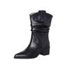 Damen Westernstiefel Cowboystiefel Damen Plested Damen Knöchelstiefel Pu Lederschuhe Herbststiefel Damen Booties Lady Plus Size 41