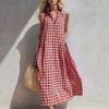 Women's Casual Dresses - Summer Loose Comfortable Sleeveless Plaid Dress Women, Casual Fashion Dress for EU US, Apparel