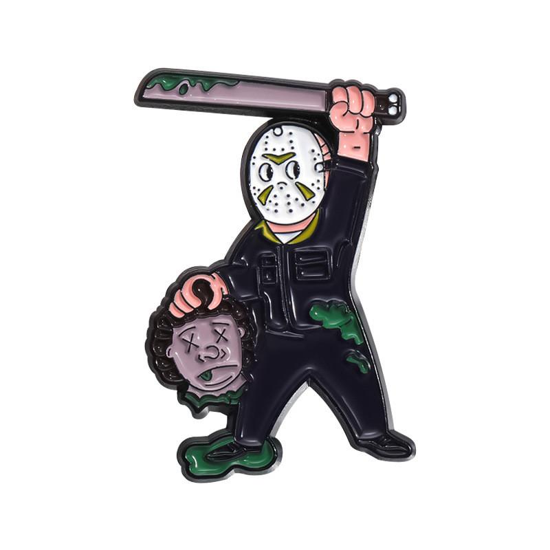 Alloy Stylish Brooch Of Jason Horror Icon Perfect For Collectors And Fashion Enthusiasts