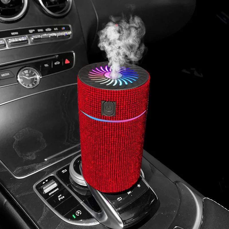 Luxury Diamond Car Diffuser Humidifier with LED Light Auto Air Purifier Aromatherapy Diffuser Air Freshener Car Accessories