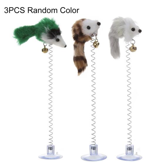 

3 шт. Домашние кошки котенок забавная пружина присоска перо мышь эластичные игрушки для царапания 3pcs
