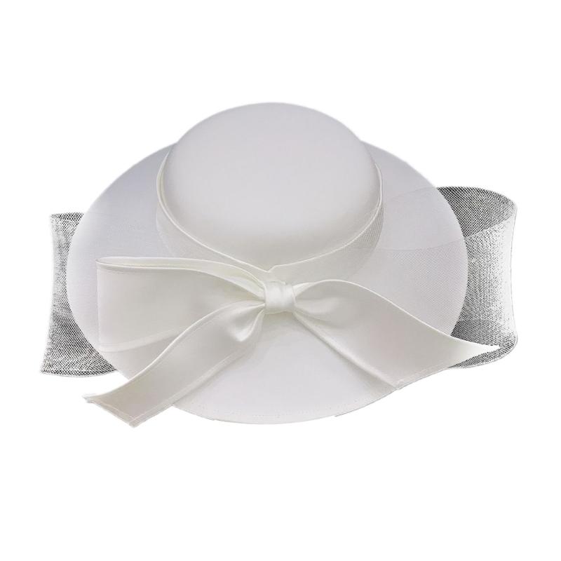 

Стильное свадебное украшение для головы с крупным бантом, прочная акриловая викторианская шляпка, белая, черная, свадебная шляпка, идеально подходит для церемонии, фотосессии белый