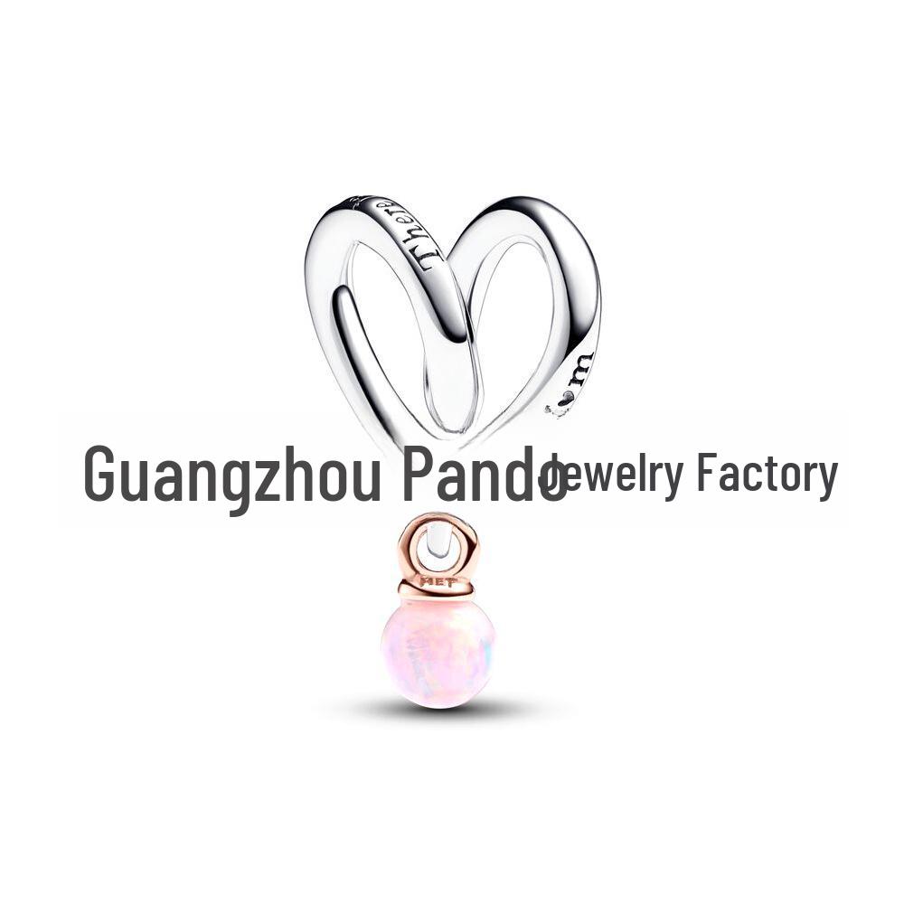 Panjia Dora 925 Silver-Plated Copper Love Rose Bead Pendant - Valentine's Day 2024