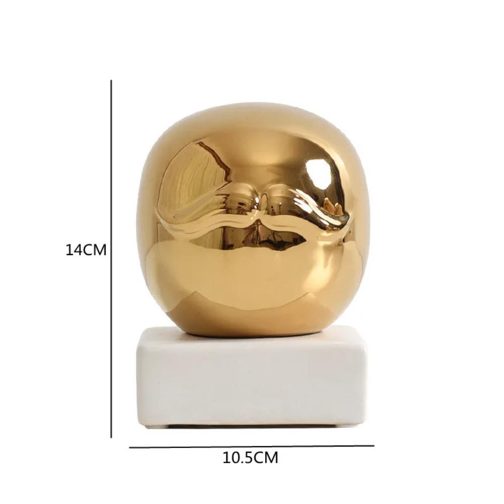 Gold-plated Ceramic Gold Face Ornaments Creative Home Furnishings Simple Living Room Office Desktop Ornaments Ceramic Crafts
