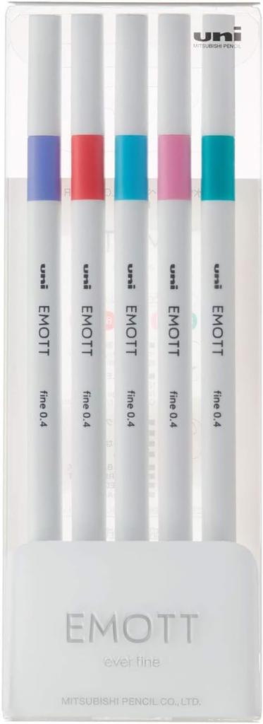 Mitsubishi Pencil EMOTT 5 Water-Based Pen, Colors, No. 5, PEMSY5C.NO5