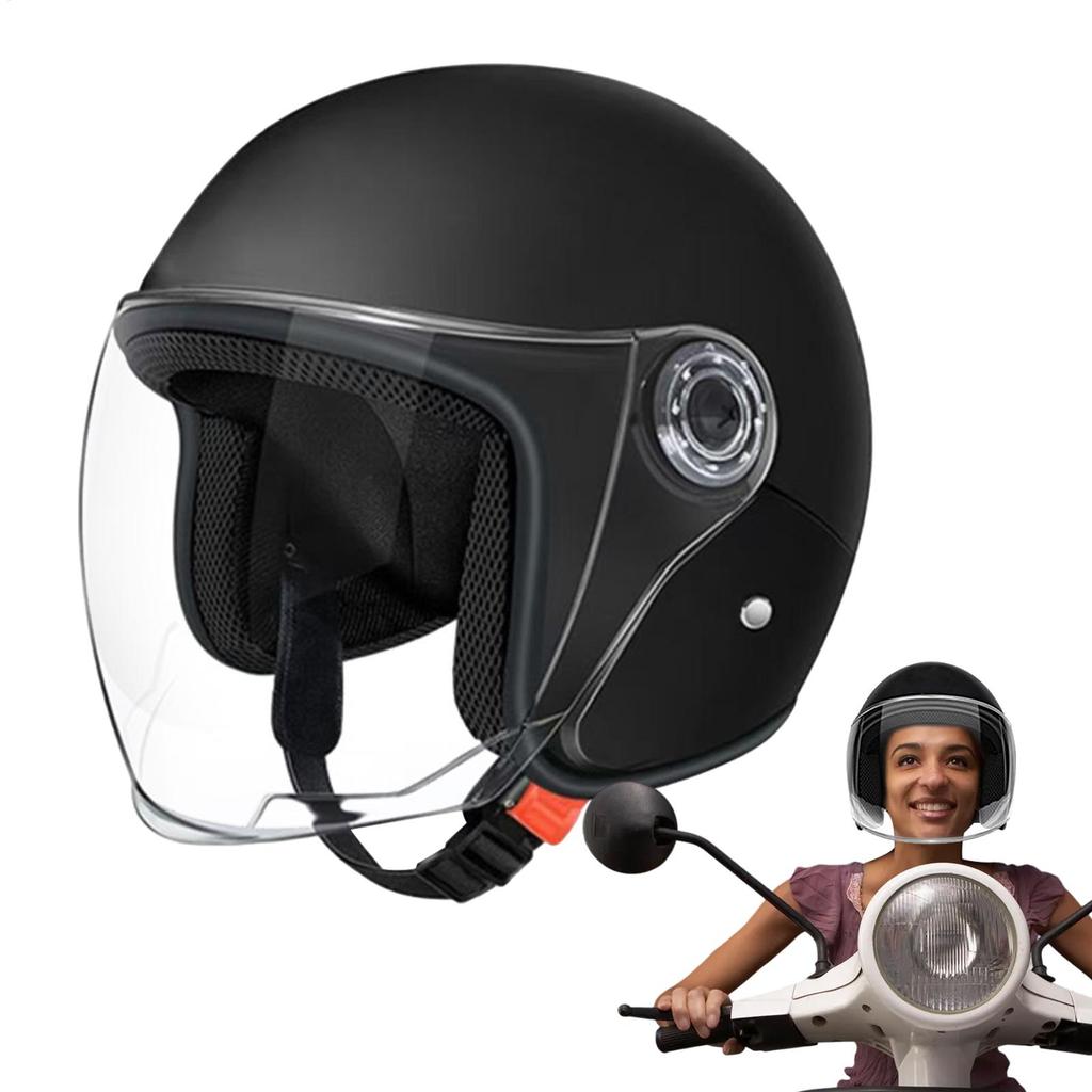 Electric Motorcycle Helmets Lightweight Cycle Half-helmets Retro Vintage Riding Lens Helmets Comfortable Ventilation Keep warm