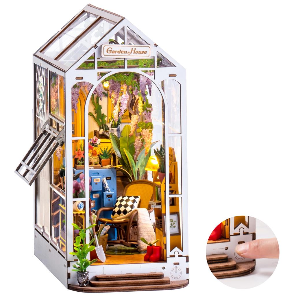 Original Garden House Kit Book Shelf Insert Easy Assemble Toys Gifts for Kids Girls Home Decoration Book Nook for Daily Use