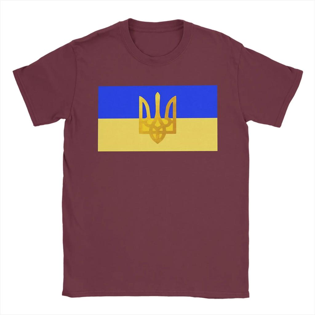 Ukraine Flag  T-Shirt for Men  Awesome Cotton Tee Shirt Round Collar Short Sleeve T Shirts Birthday Present Tops