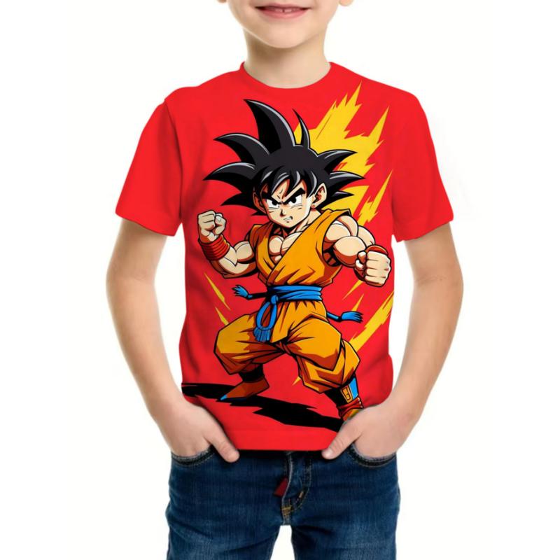 

Boy s Anime Wukong Dragonball Graphic T-shirt, Casual Slightly Stretch Breathable Slim Fit Tee Kid s Clothing for Summer Outdoor 100