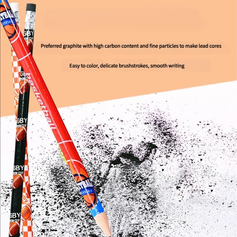 12 Pcs Drawing Pencils Wooden Pencils Writing Pencils Football Themed Pencils School Supplies for Students Teachers