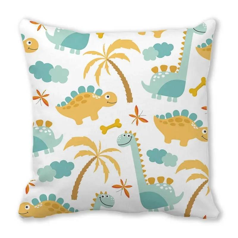 Office Sofa Car Cushion Cover Luxury Home Decoration Pillow Cover Cute Cartoon Little Dinosaur Animal Pattern