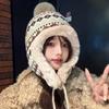 Ethnic Style Hat for Women, Winter Knit Warm Thick Fleece Headwear, Anti-Cold, Thick Fleece, Slim Face, Ear Protection Hat, Iron Hat