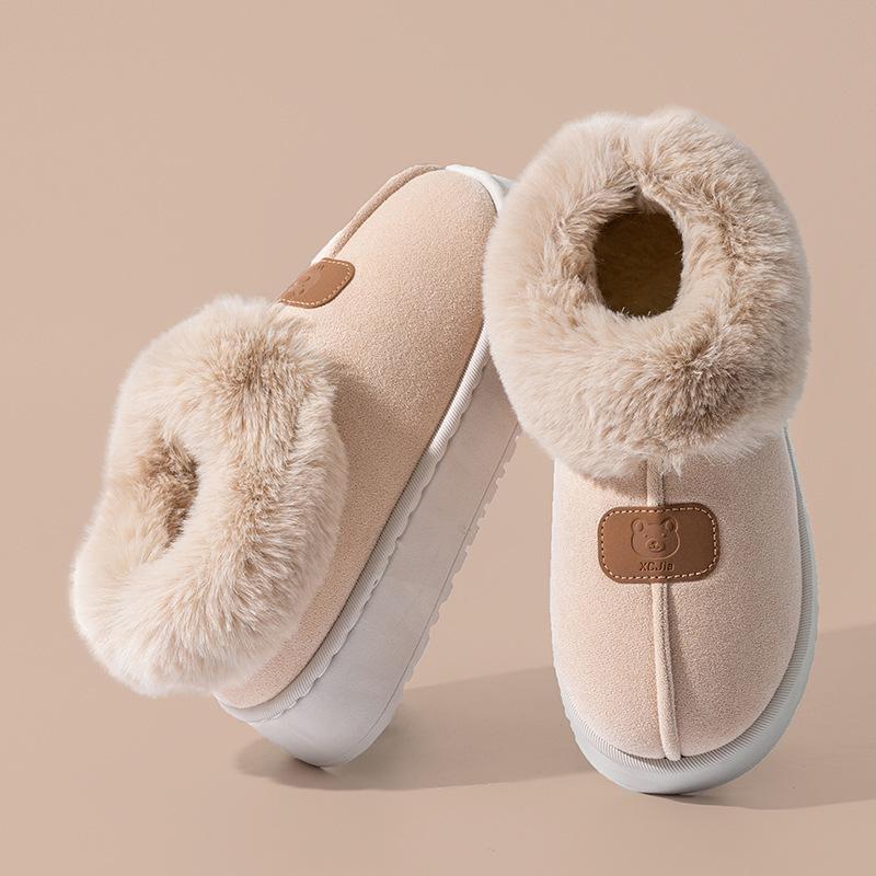 Cotton slippers women's winter indoor wear-resistant soft bottom warm home couple home autumn and winter new cotton slippers men